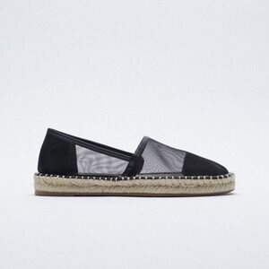 ZARA Black Mesh Espadrille Flats Women's‎ Size 40/9.5